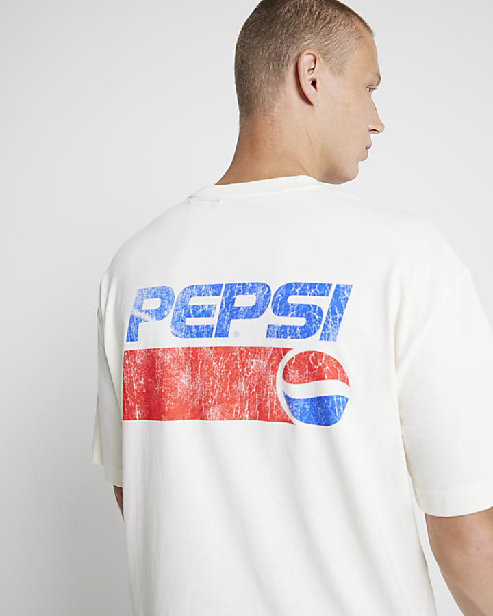 Beige oversized fit Pepsi graphic t-shirt