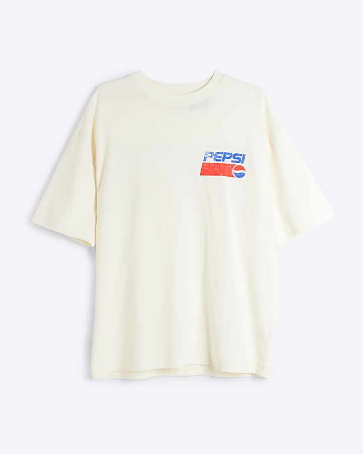 Beige oversized fit Pepsi graphic t-shirt