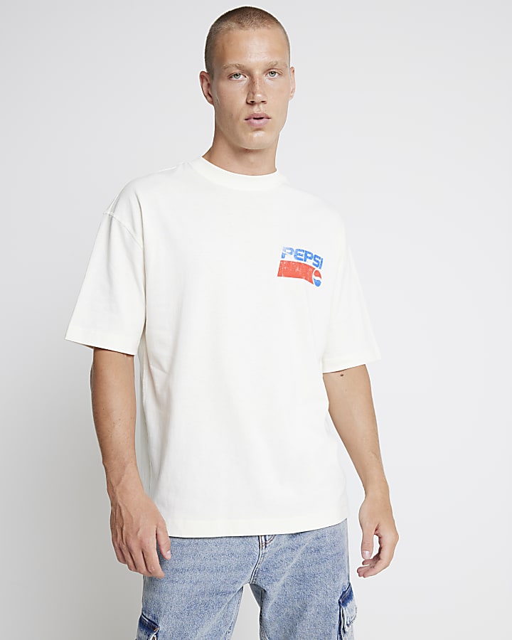 Beige oversized fit Pepsi graphic t-shirt