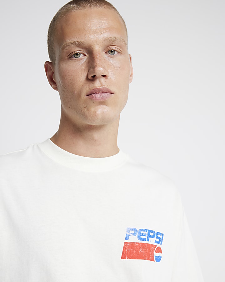 Beige oversized fit Pepsi graphic t-shirt