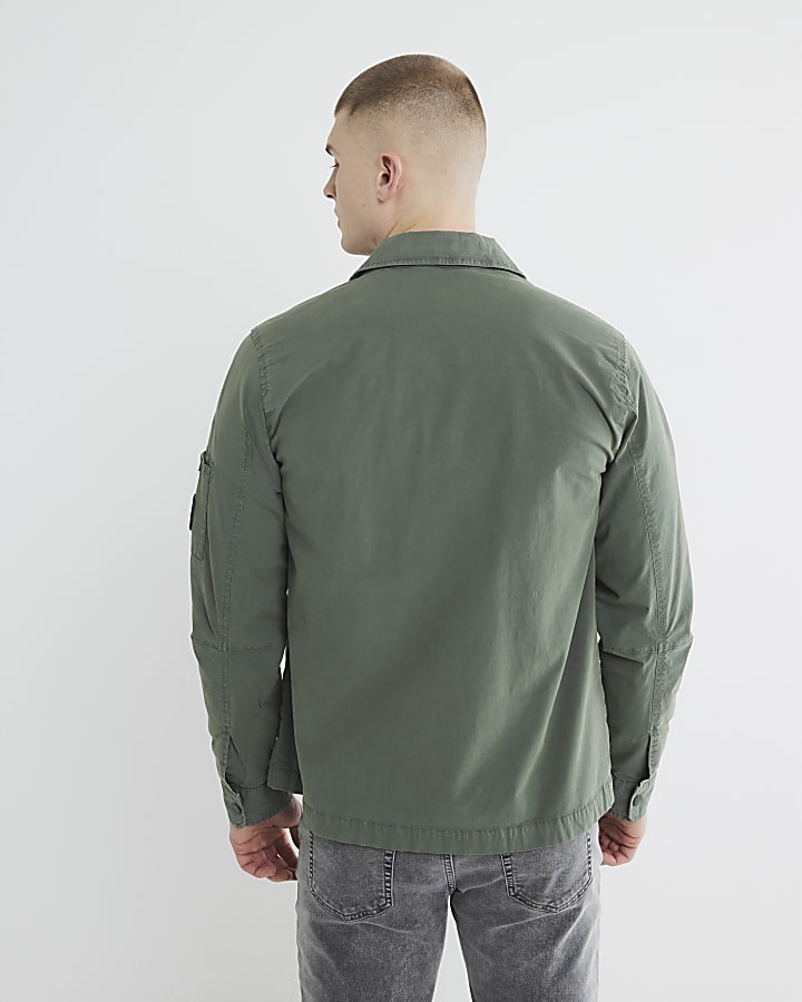 Green Long Sleeve Utility Pocket Shacket