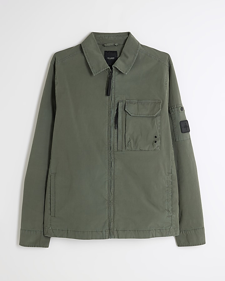 Green Long Sleeve Utility Pocket Shacket