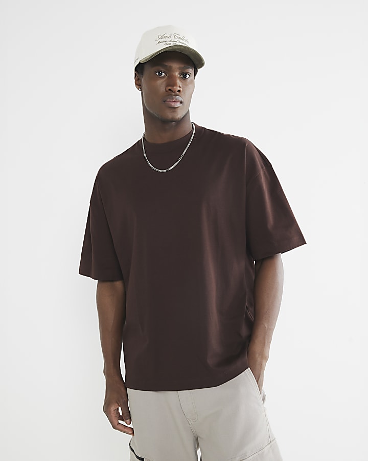 Brown Short Sleeve Oversized T-Shirt