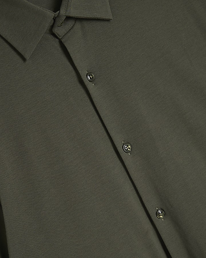 Khaki Muscle Fit Short Sleeve Jersey Shirt