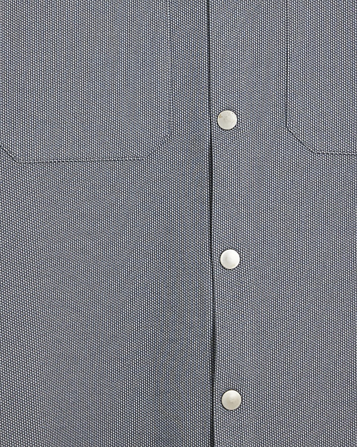 Blue Boxy fit button up short sleeve shirt