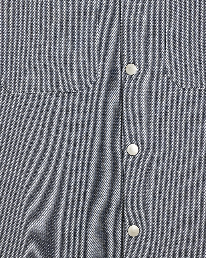 Blue Boxy fit button up short sleeve shirt