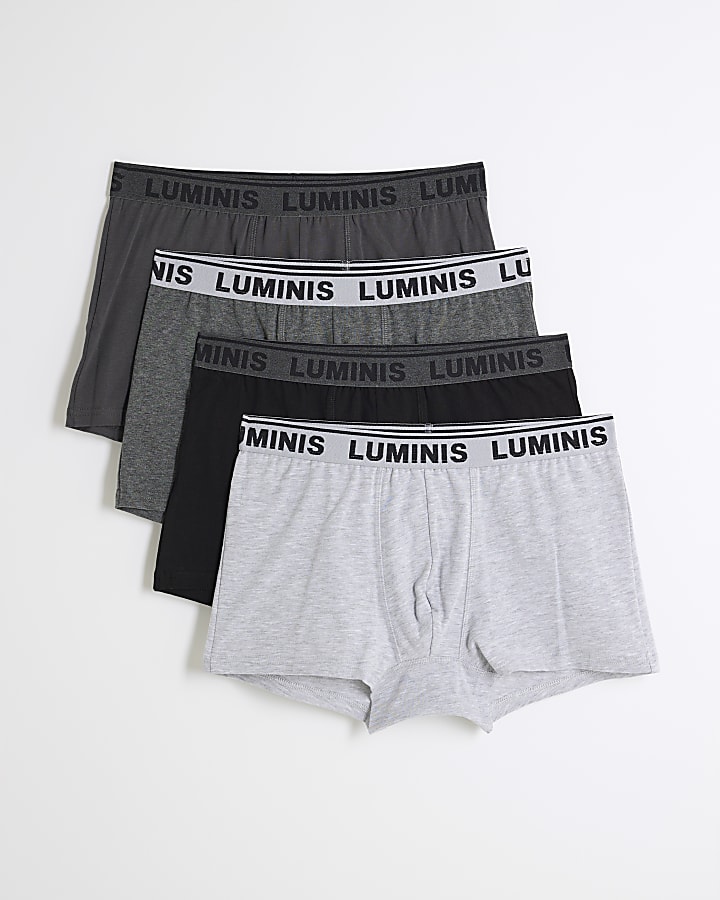 Grey 4 Pack Cotton Stretch Luminis Trunks