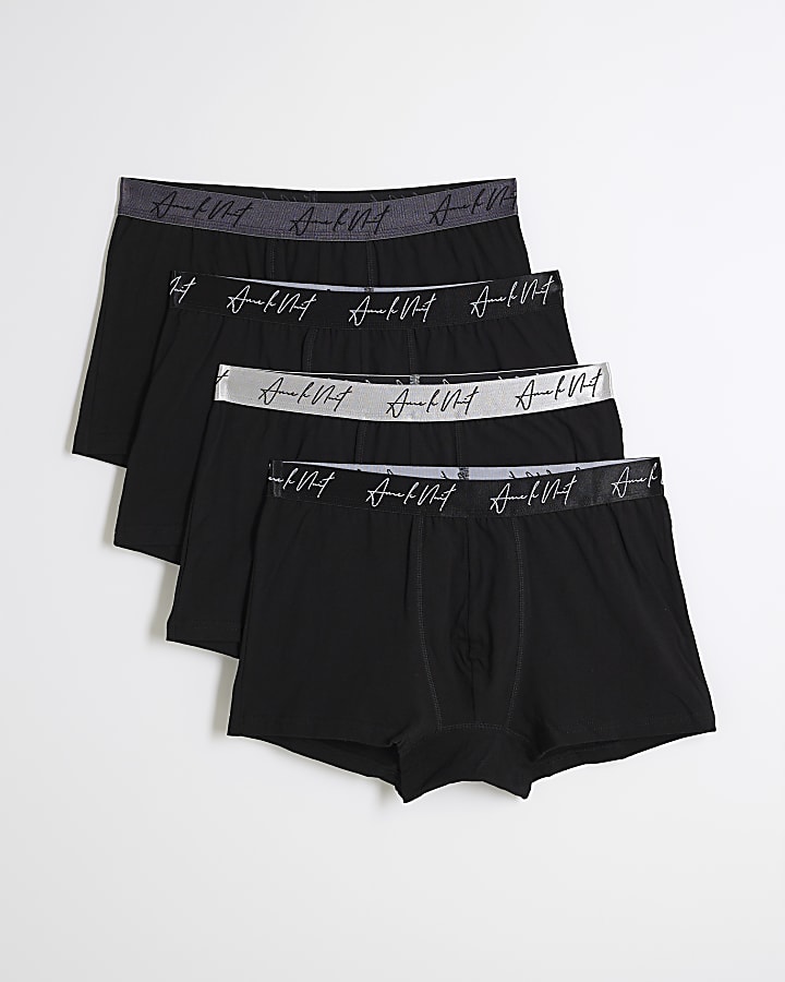 Black 4 Pack Cotton Stretch RI Trunks