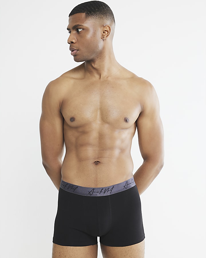 Black 4 Pack Cotton Stretch RI Trunks