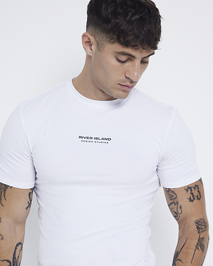 White Muscle Fit T-Shirt