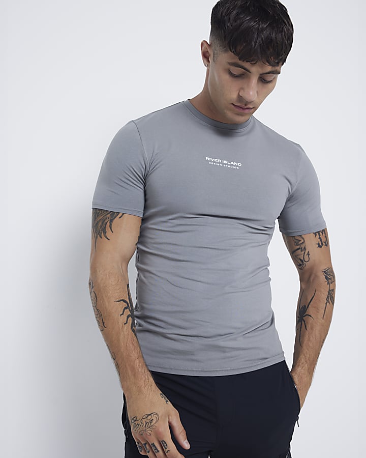 Grey Muscle Fit T-Shirt