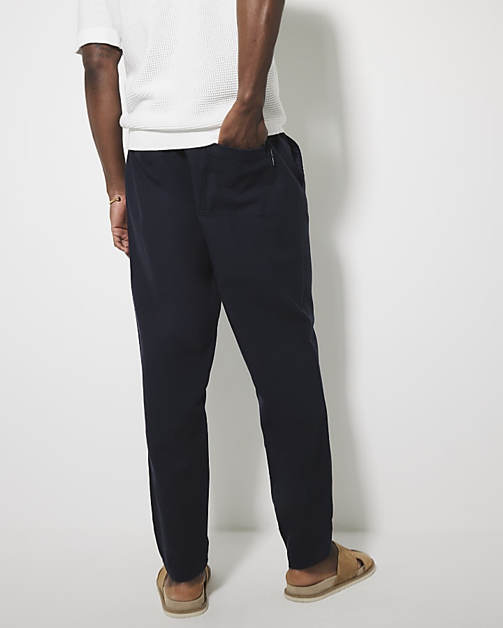 Navy Pull On Trousers