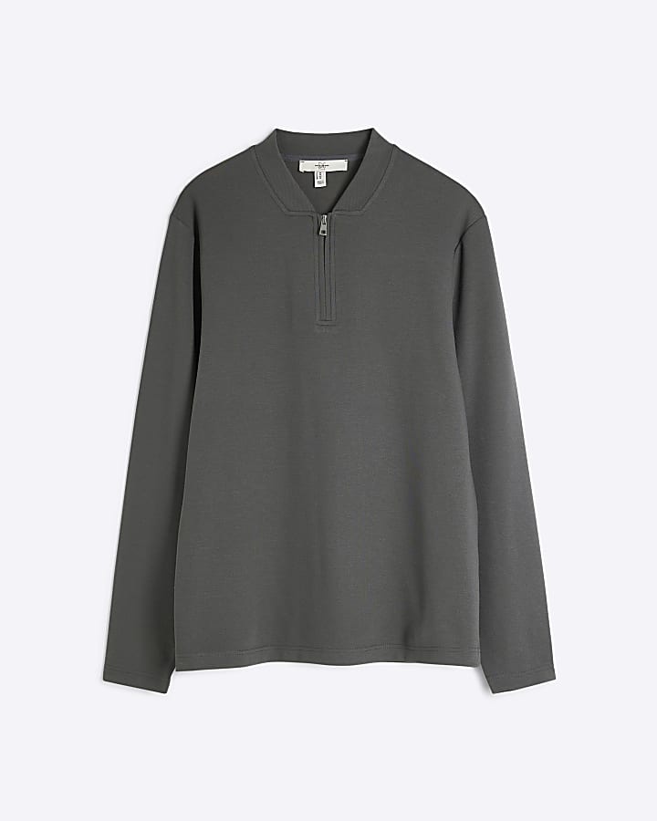 Grey Slim Fit Pique Polo Shirt