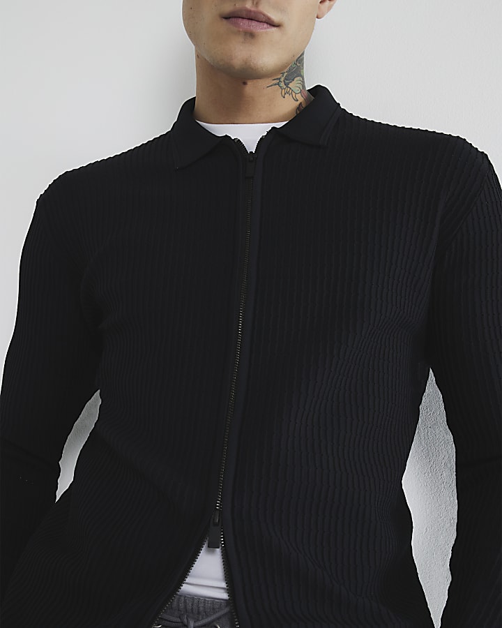 Black Long Sleeved Knit Shirt