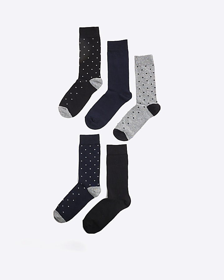 Blue 5 Pack Spot Ankle Socks