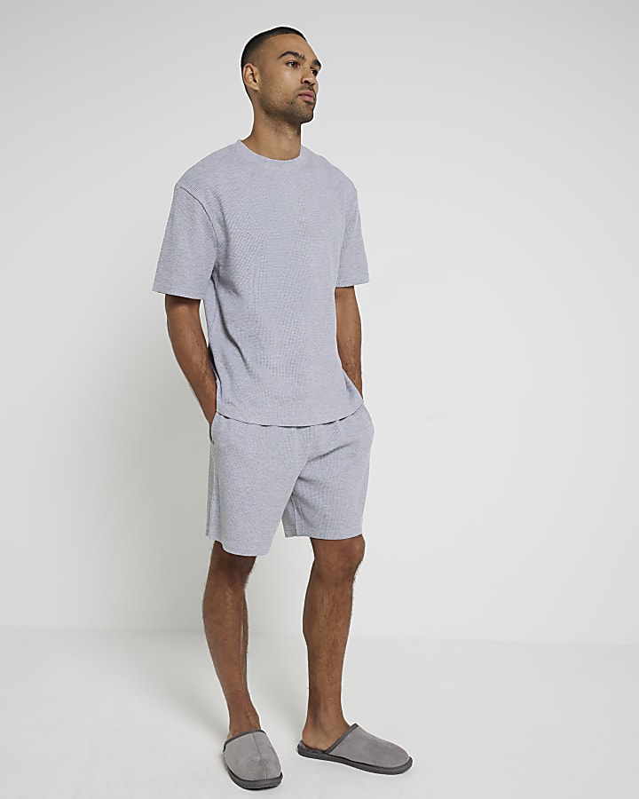 Grey Marl Waffle Pyjama Short Set