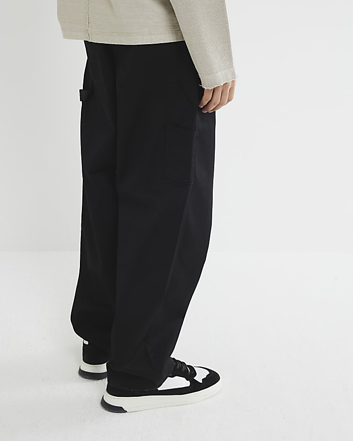 Black Loose Fit Carpenter Trousers