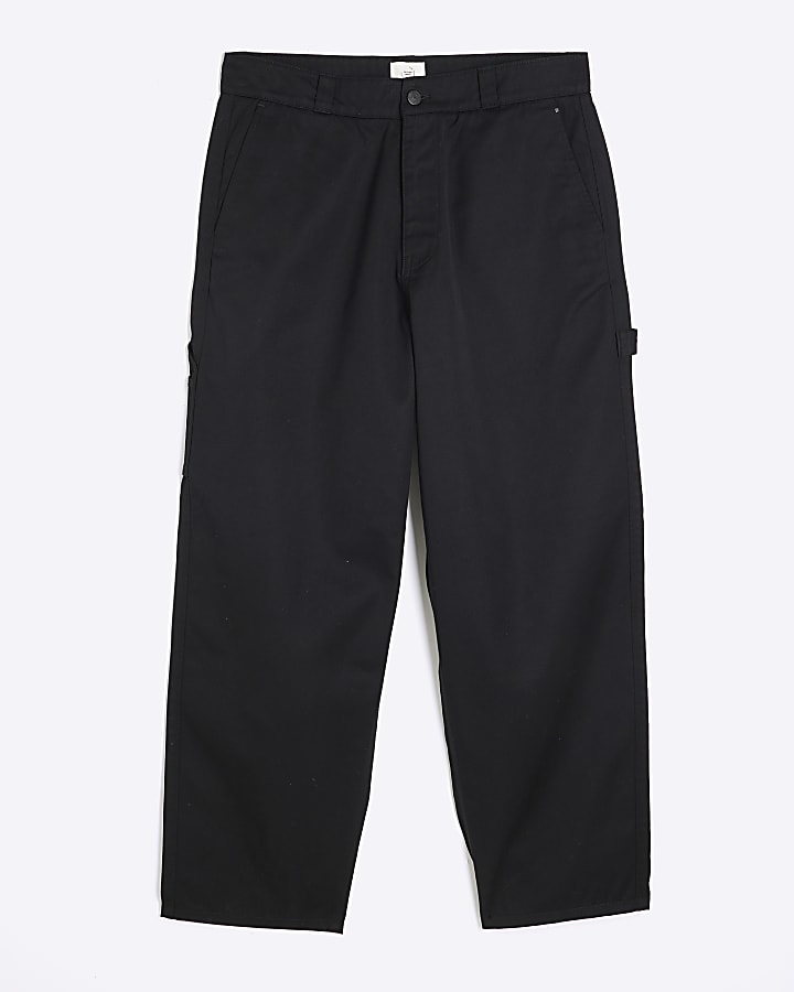 Black Loose Fit Carpenter Trousers