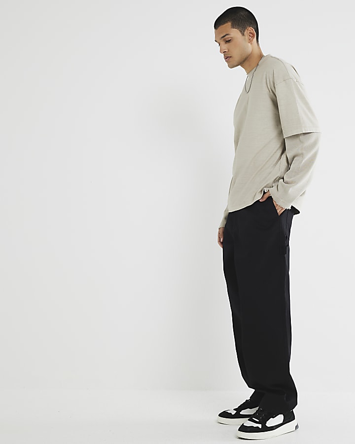 Black Loose Fit Carpenter Trousers