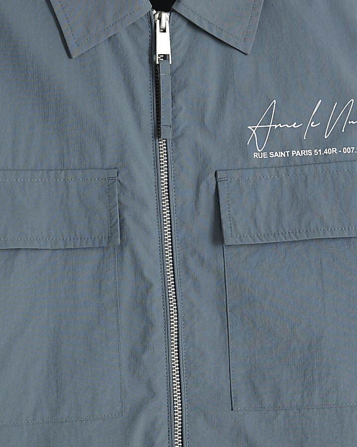 Blue Graphic Padded Shacket