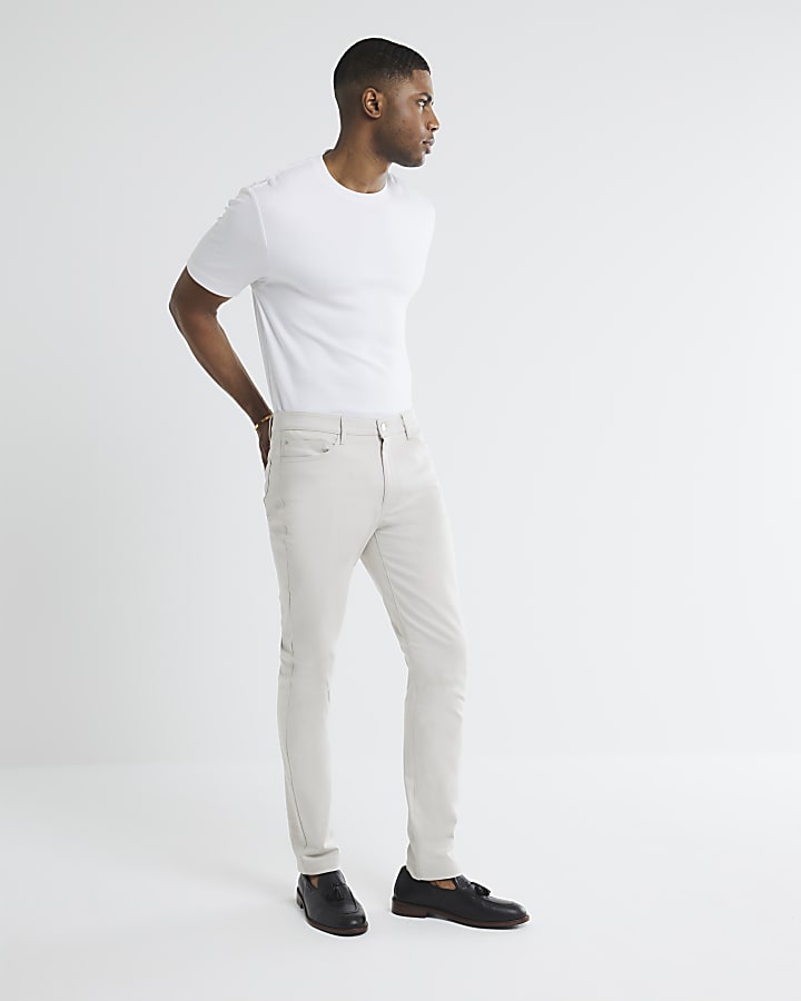 Beige Skinny Fit 5 Pocket Trousers