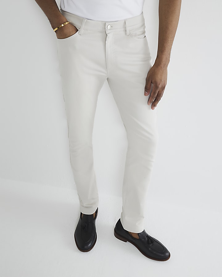 Beige Skinny Fit 5 Pocket Trousers