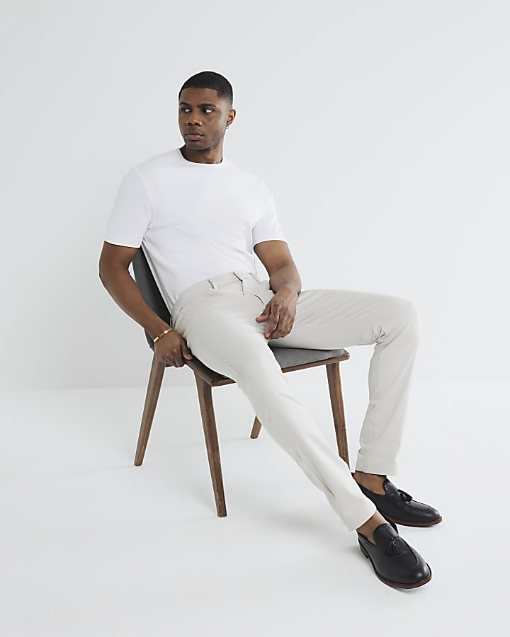 Beige Skinny Fit 5 Pocket Trousers