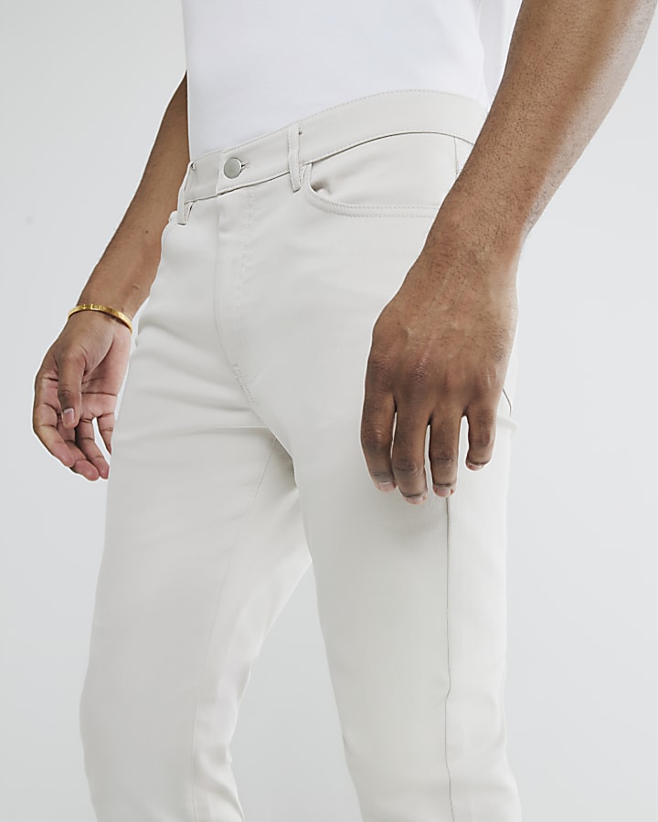 Beige Skinny Fit 5 Pocket Trousers