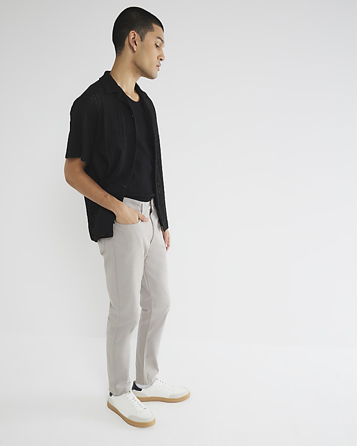 Grey Skinny Fit Chino Trousers