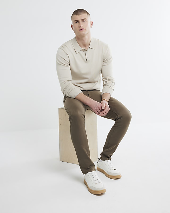 Brown Skinny Fit Chino Trousers