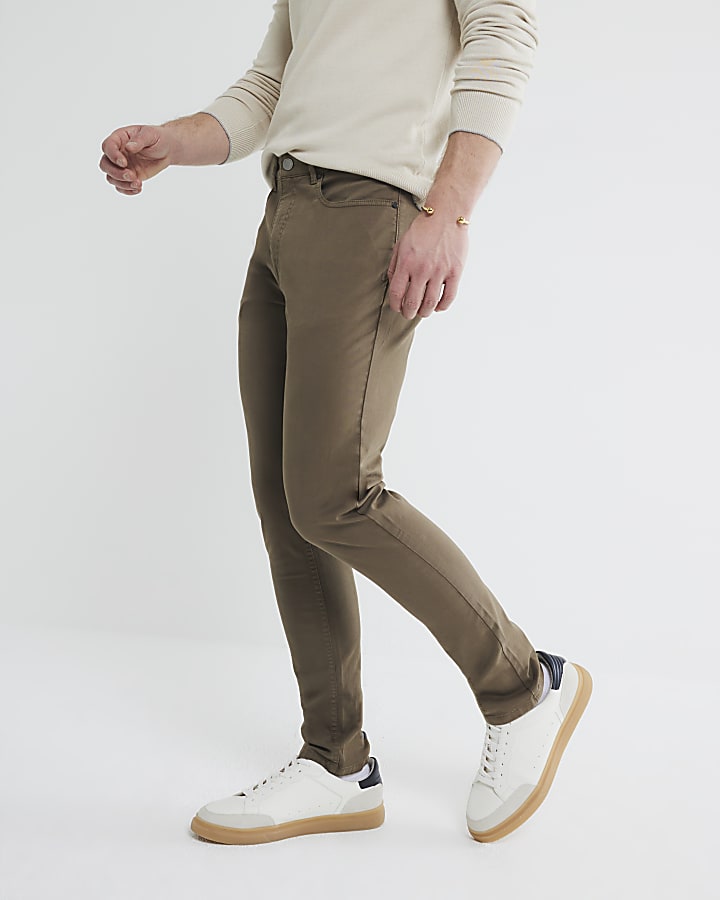 Brown Skinny Fit Chino Trousers