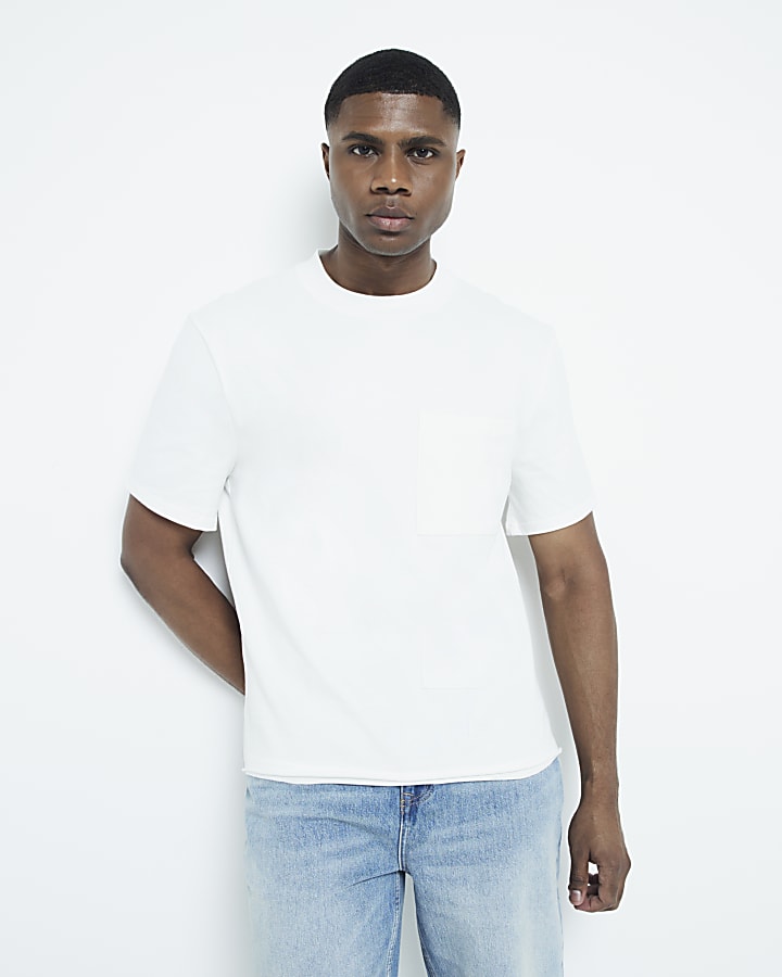 Cream Regular fit Pocket T-shirt