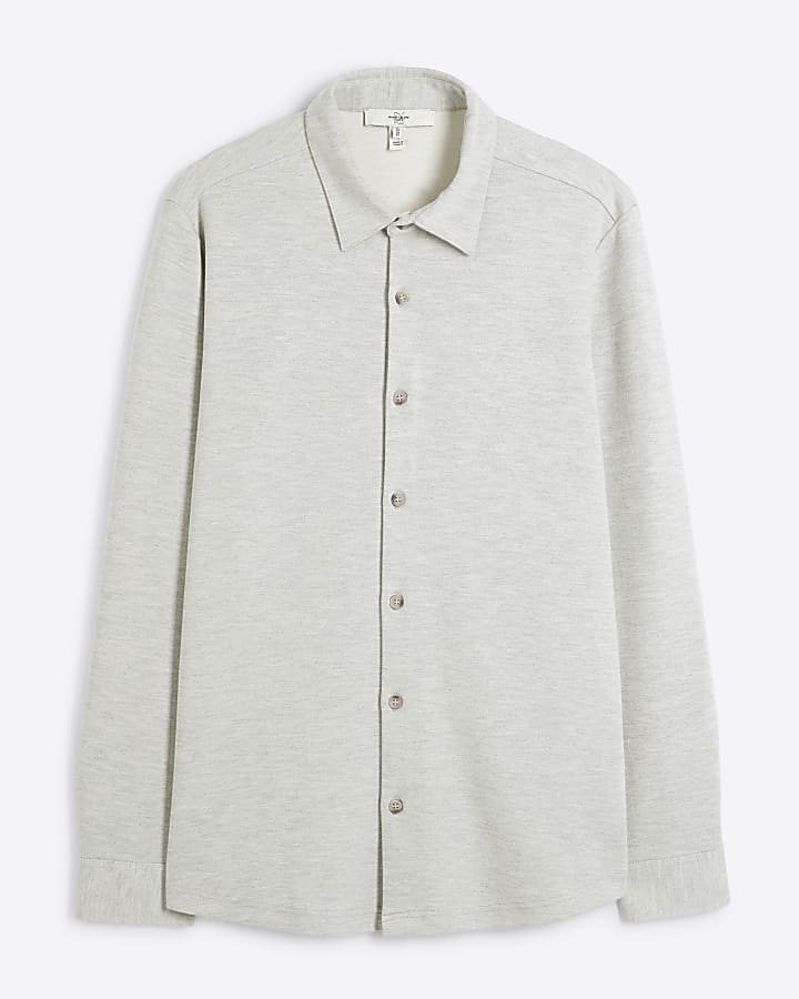 Grey Pique Muscle Fit Shirt