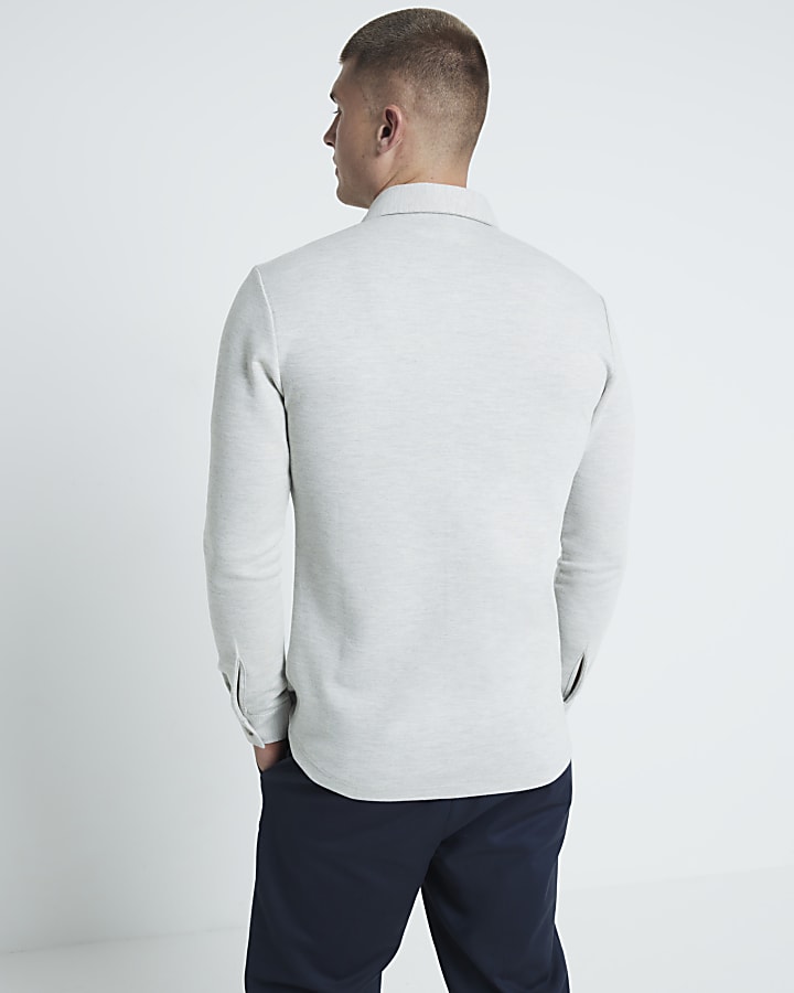 Grey Pique Muscle Fit Shirt