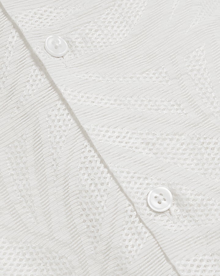 Beige Jacquard Floral Shirt