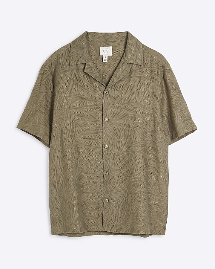 Khak Jacquard Floral Shirt