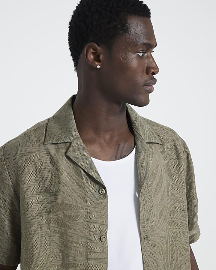 Khak Jacquard Floral Shirt