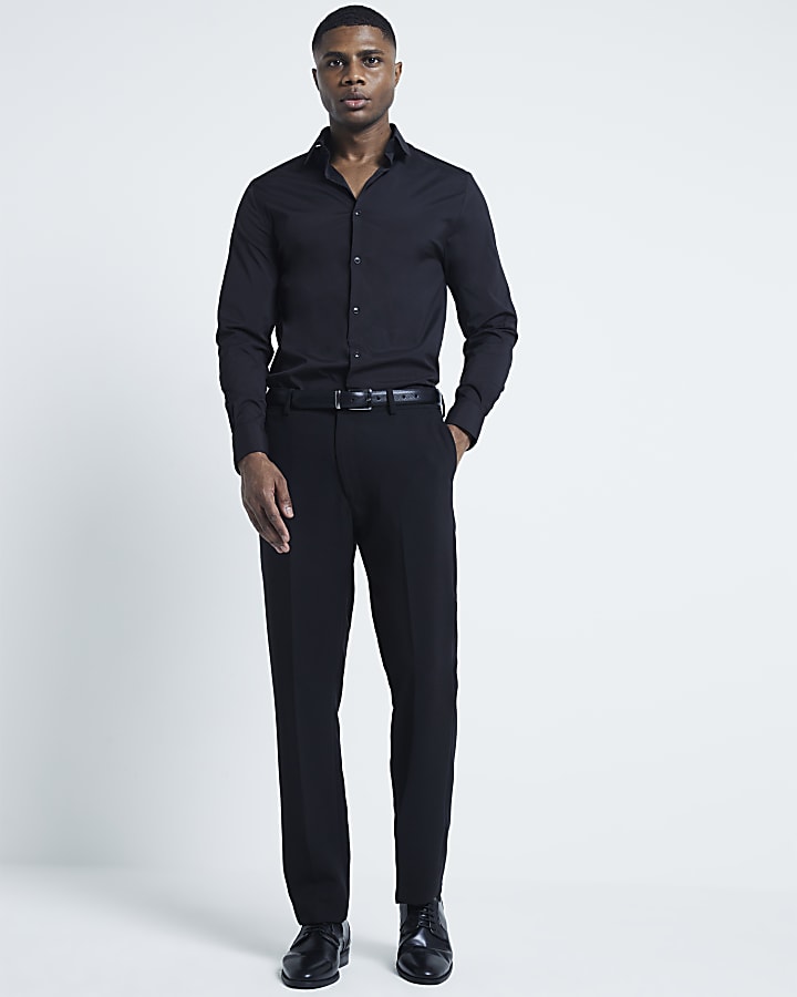 Black Muscle Fit Stretch Shirt
