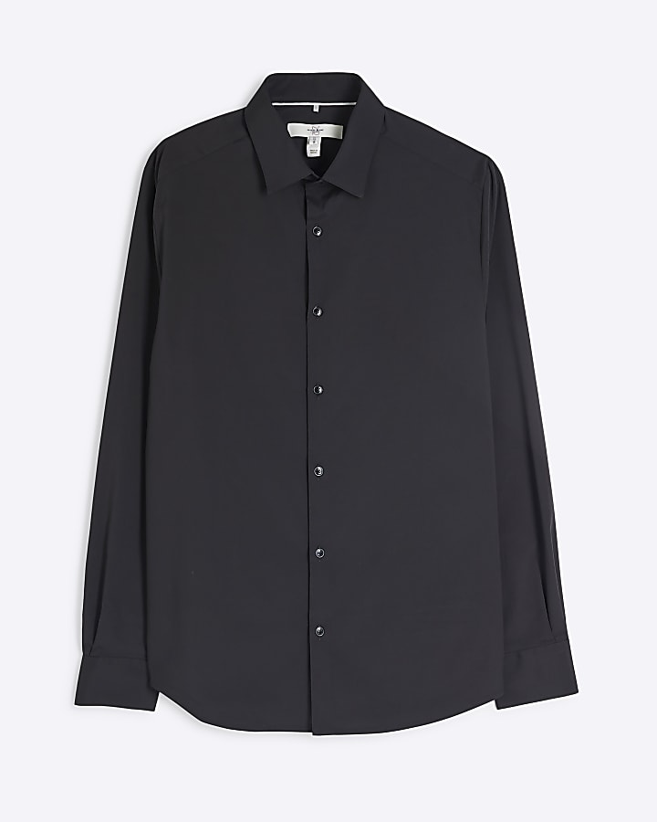 Black Muscle Fit Stretch Shirt