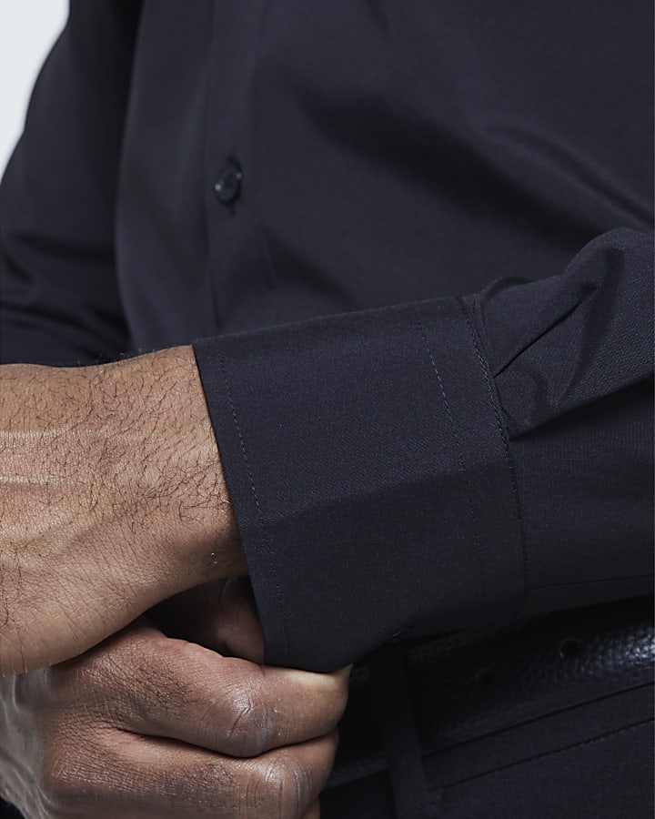 Black Muscle Fit Stretch Shirt