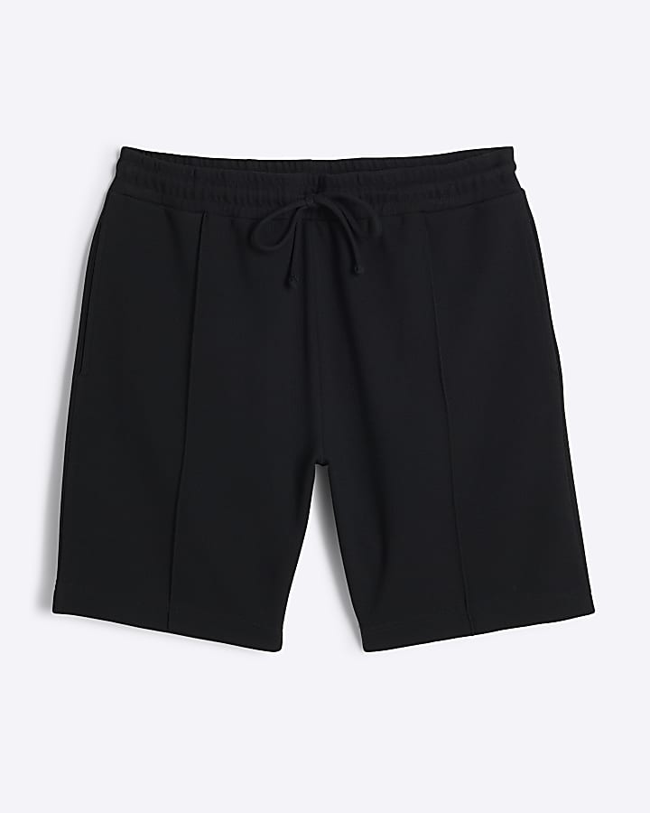 Black Slim Fit Pique Shorts