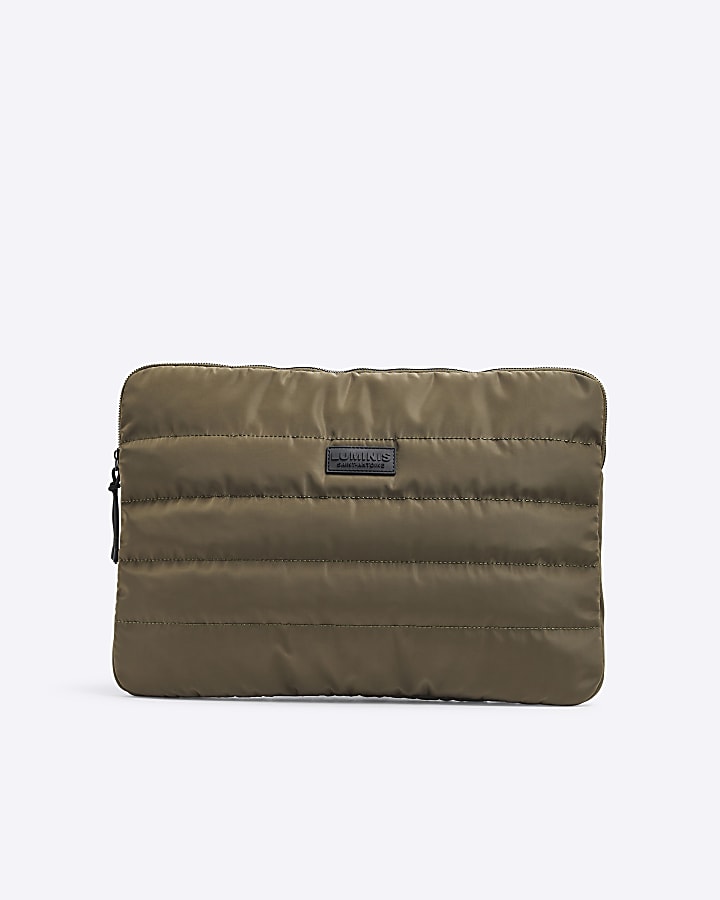 Khaki Quilted Luminis Laptop Case River Island