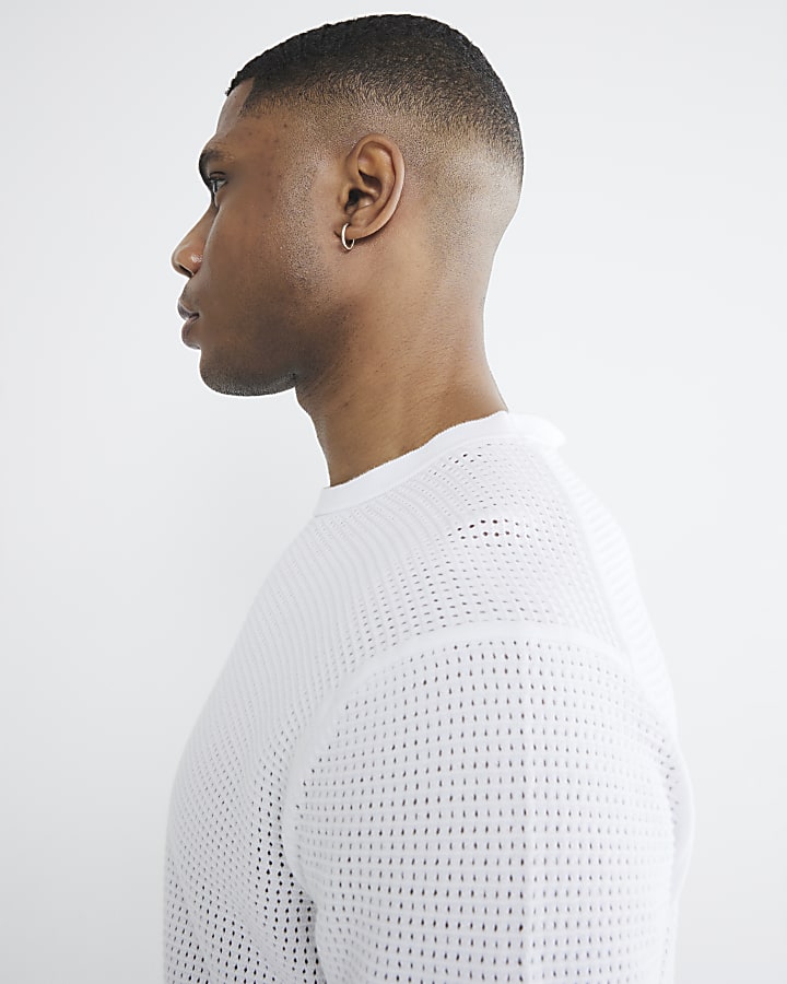 White Mesh Short Sleeve T-Shirt