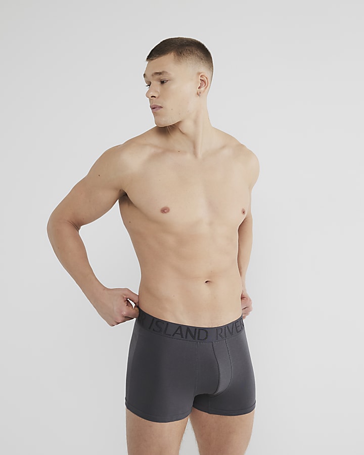 Grey 4 Pack Cotton Stretch RI Trunks