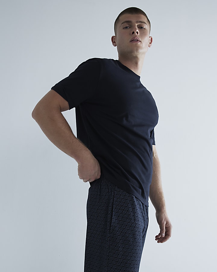 Black Monogram Print Pyjamas Set