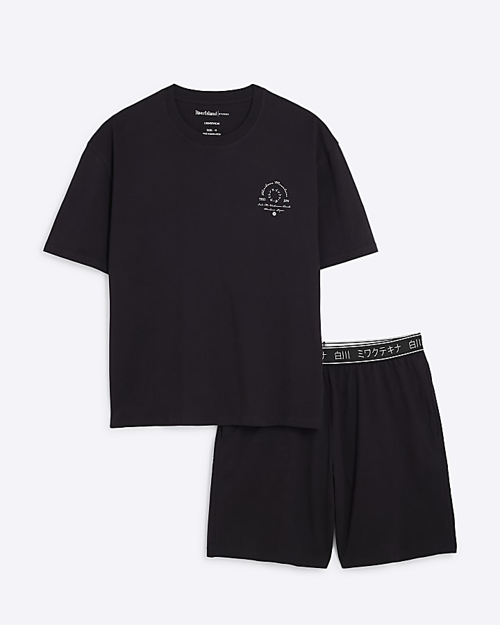 Black Japanese Pyjama Short Set