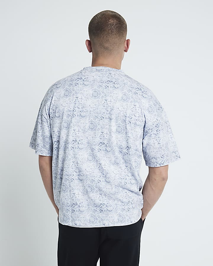 Blue Boxy fit paisley graphic t-shirt