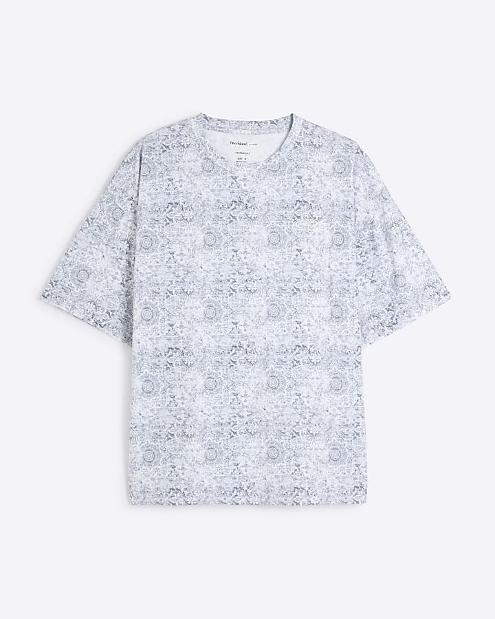 Blue Boxy fit paisley graphic t-shirt