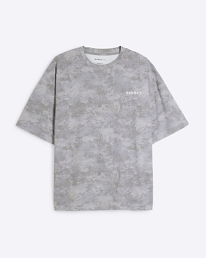Khaki Boxy Camo Print T-Shirt