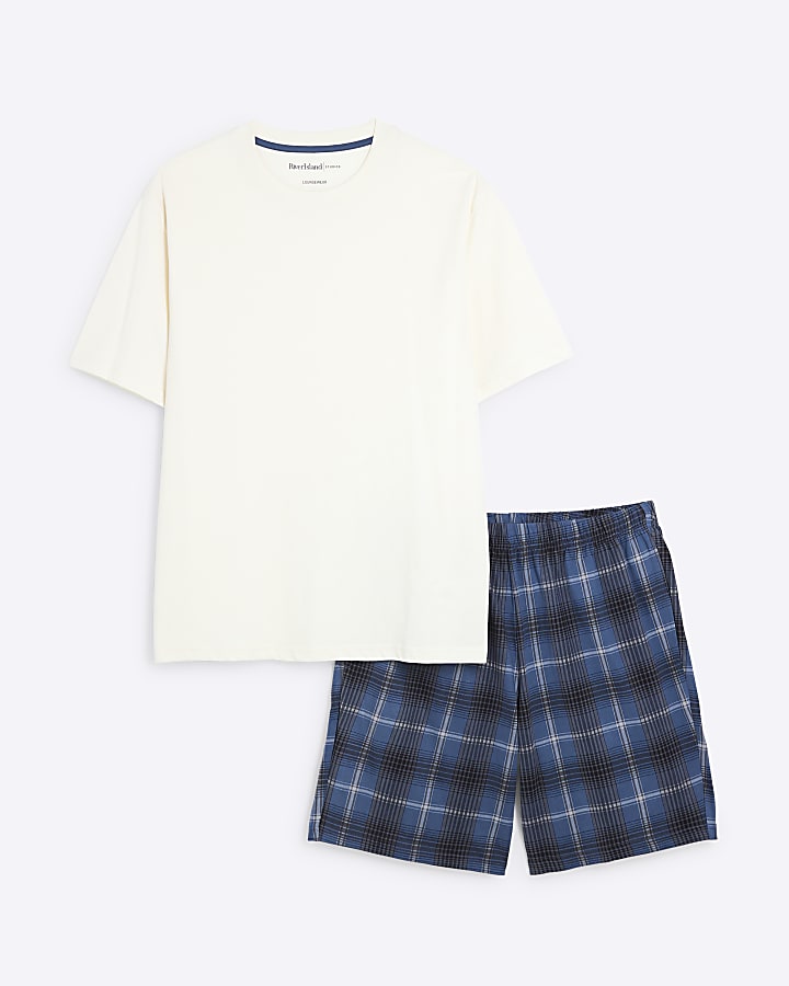 Blue and Black Check Pyjama Short Set